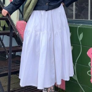 White cotton tiered skirt